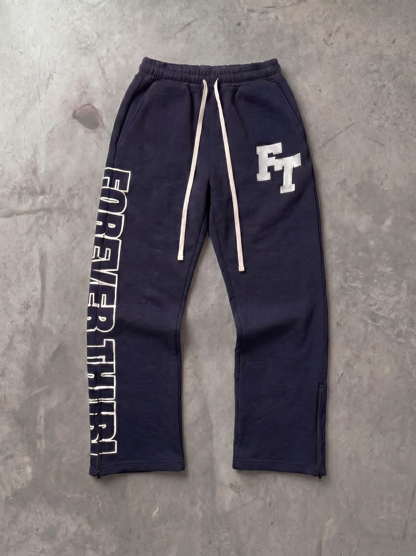 24/7 THURL Flare-Zip Pants - NAVY BLUE